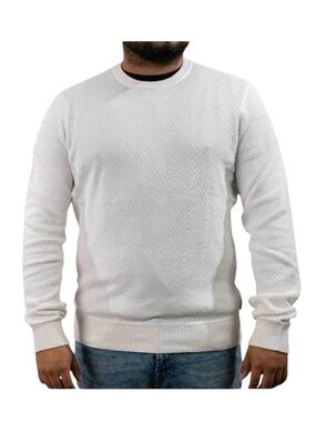 NWT Ben Sherman Men's White Crewneck Diamond Knit Sweater MSRP $99 Size 2XL
